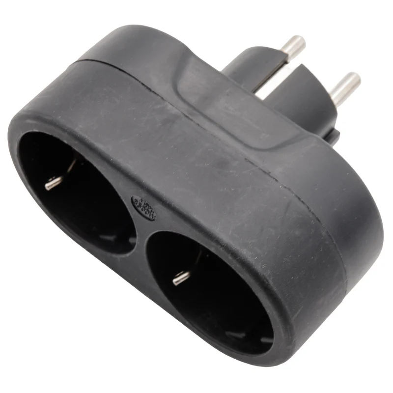 Doppelstecker Steckdosenleiste Mehrfachsteckdose Doppelsteckdose Schuko Schwarz
