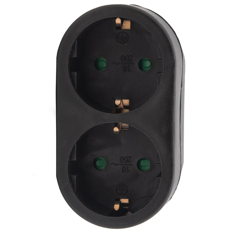 Doppelstecker Steckdosenleiste Mehrfachsteckdose Doppelsteckdose Schuko Schwarz