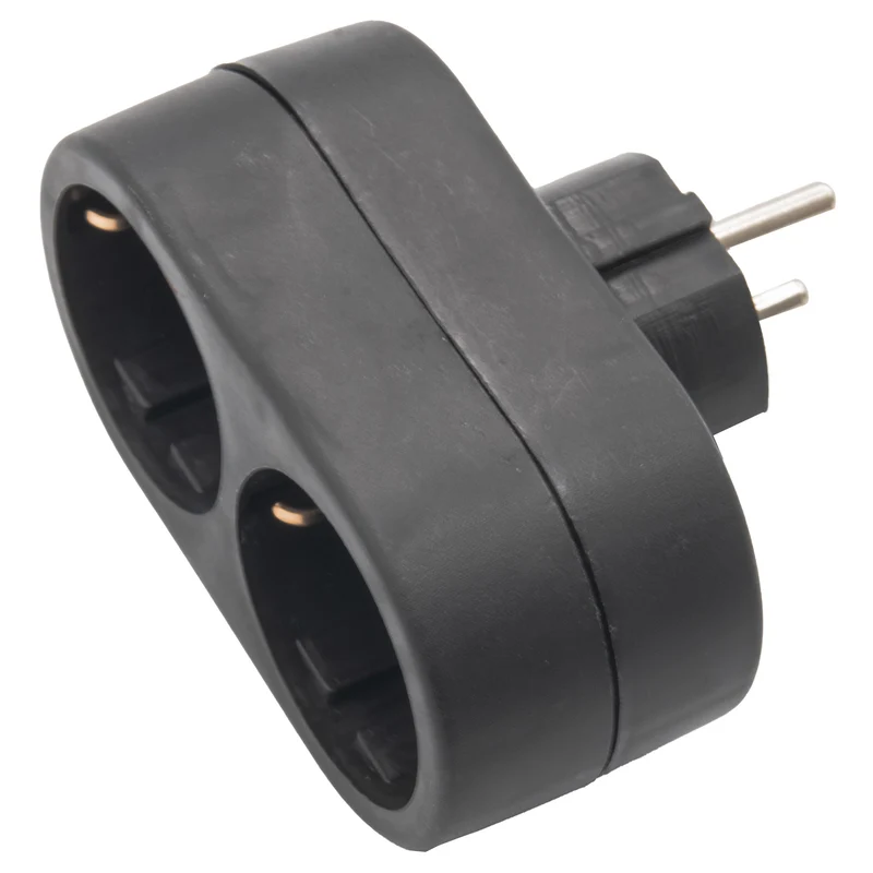 Doppelstecker Steckdosenleiste Mehrfachsteckdose Doppelsteckdose Schuko Schwarz