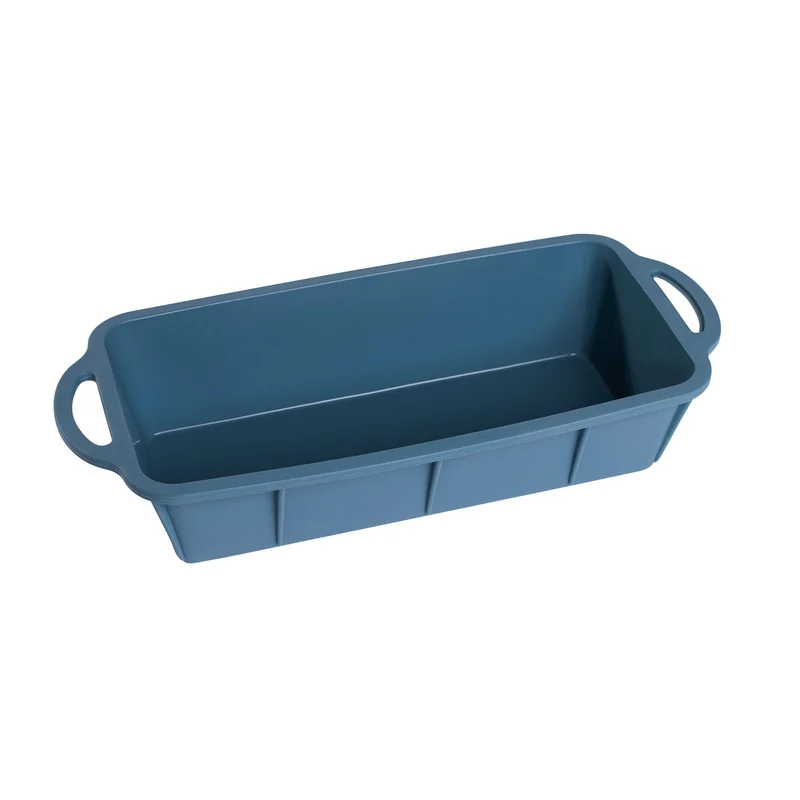 mixcover Silikon Backform Kastenform Backform Kuchenform Brotbackform Königskuchenform mit Anihaftbeschichtung, Länge ca. 30,5 cm, glatt, blau