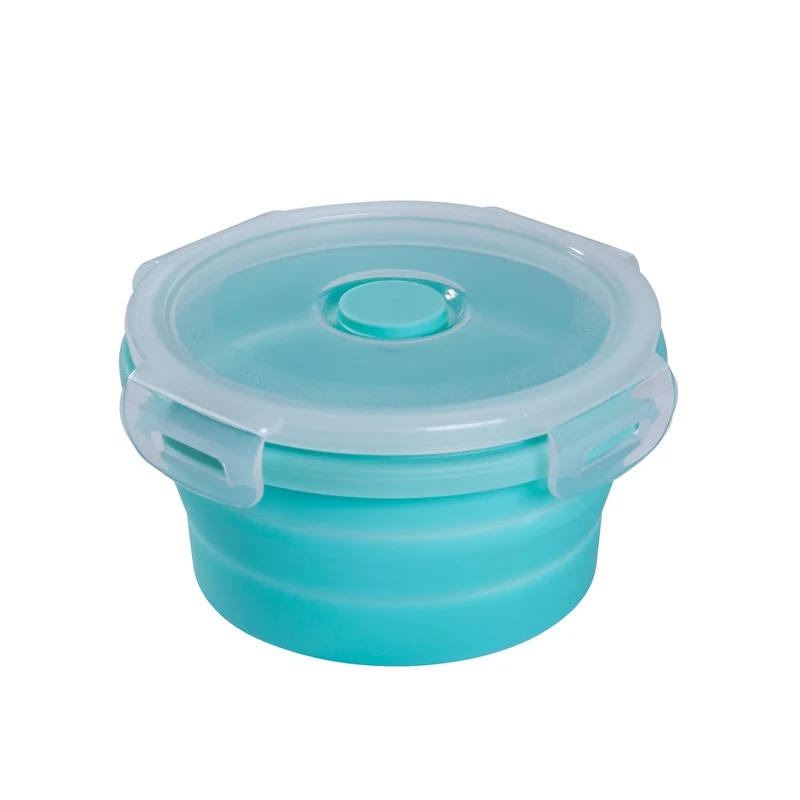 mixcover faltbare Frischhaltedose mit Deckel aus Silikon Brotdose Lunchbox Picknick Camping Schüssel platzsparend 350 ml grün
