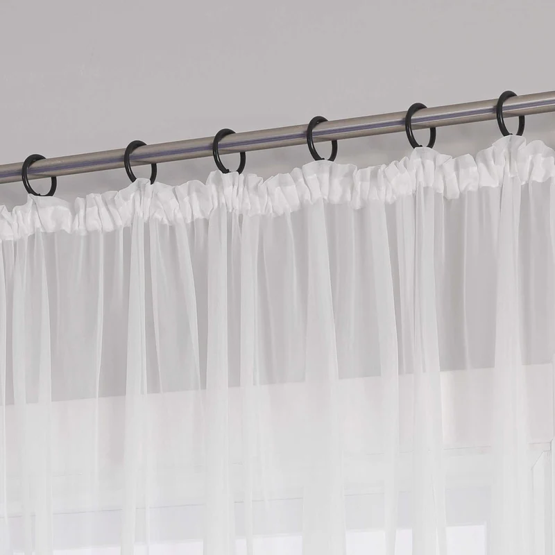 Gardine mit Seidenband Unifarbe Voile 1 Stück