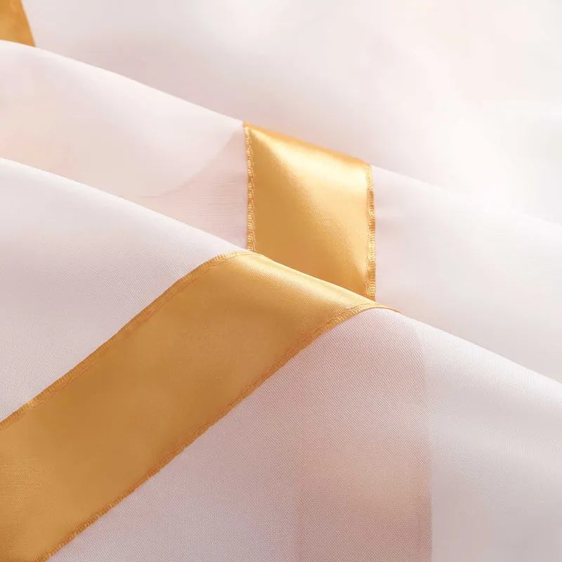 Gardine mit Seidenband Unifarbe Voile 1 Stück