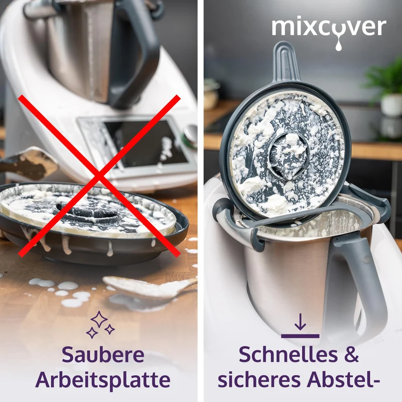 mixcover Deckelhalter und Abstreifhilfe kompatibel mit Vorwerk Thermomix TM7