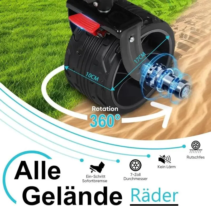 Sekey 350L / 120KG Doppel Faltbarer Bollerwagen, Patentiert Zusammenfaltbar aus Vier Richtungen, mit Bremsen und Extra Breiten Rädern