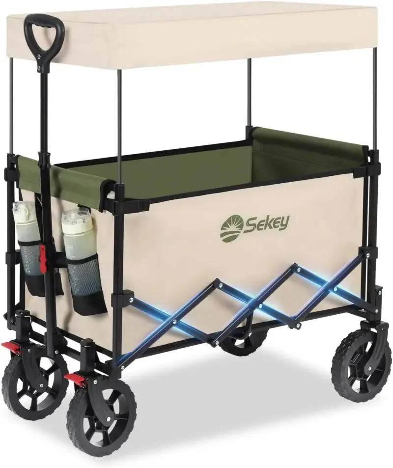 Sekey 150L / 150KG Faltbarer Bollerwagen mit Dach, Bremsen