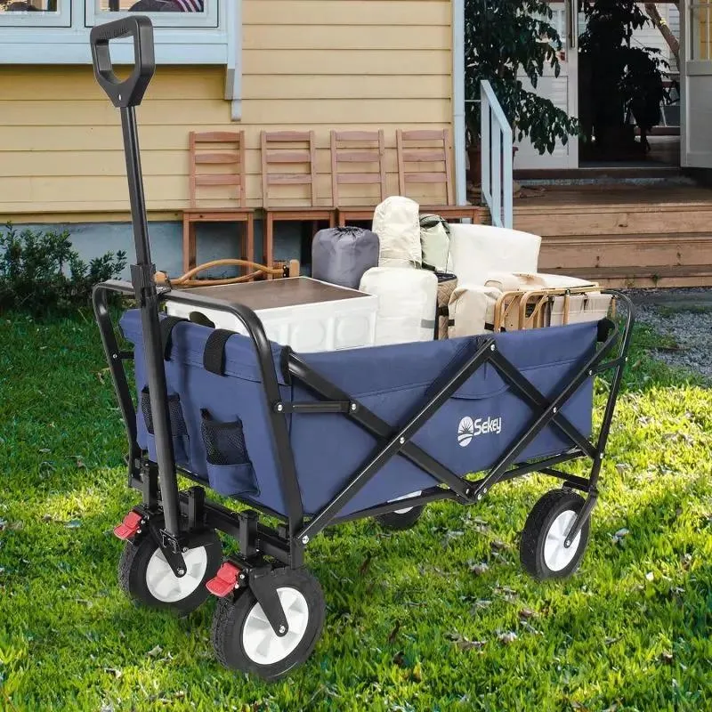 Sekey 100L / 200KG Faltbarer Bollerwagen, mit Bremsen und Vollgummirädern
