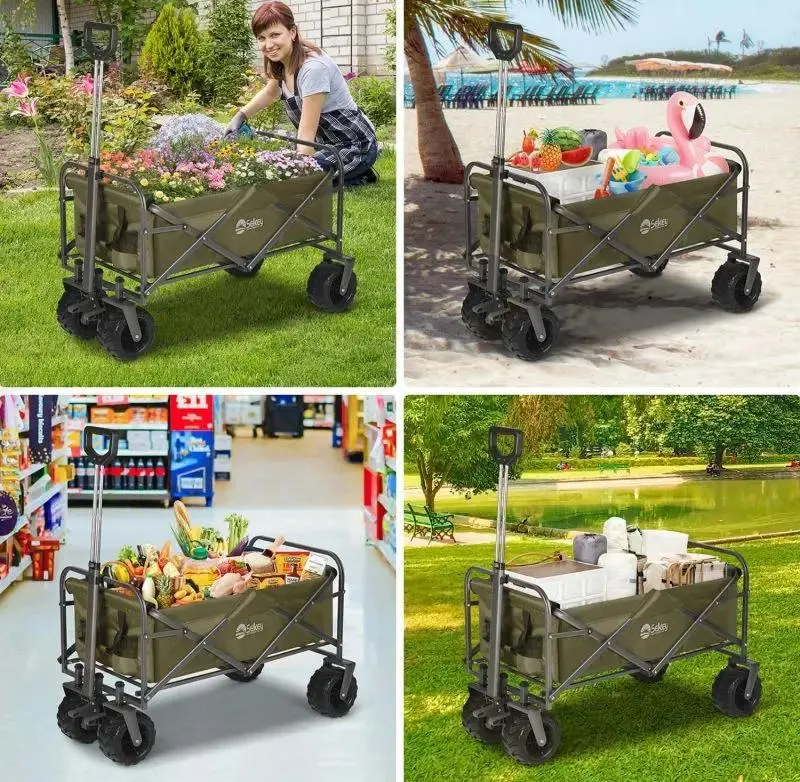 Sekey 94L / 200KG Faltbarer Bollerwagen, mit Bremsen und Extra Breiten Rädern