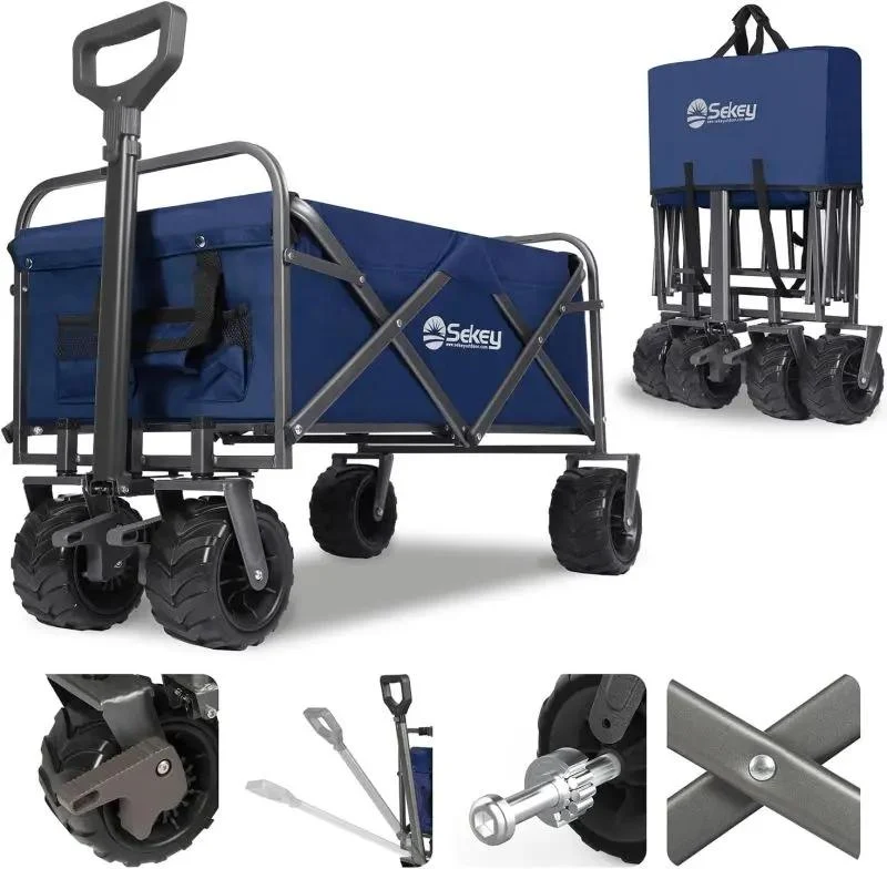 Sekey 94L / 200KG Faltbarer Bollerwagen, mit Bremsen und Extra Breiten Rädern