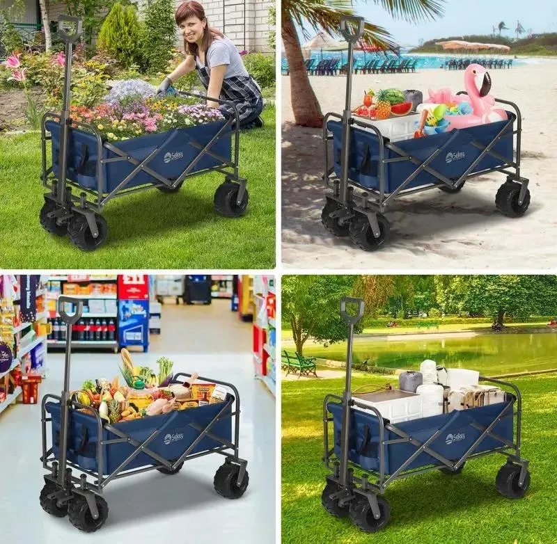 Sekey 94L / 200KG Faltbarer Bollerwagen, mit Bremsen und Extra Breiten Rädern