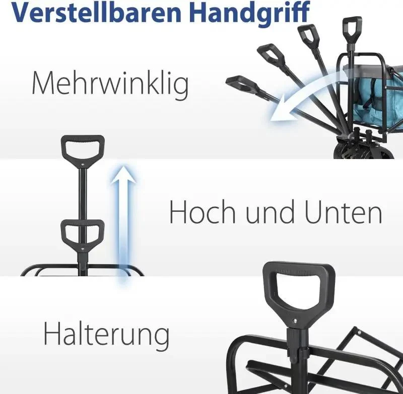 Sekey 94L / 200KG Faltbarer Bollerwagen, mit Bremsen und Extra Breiten Rädern