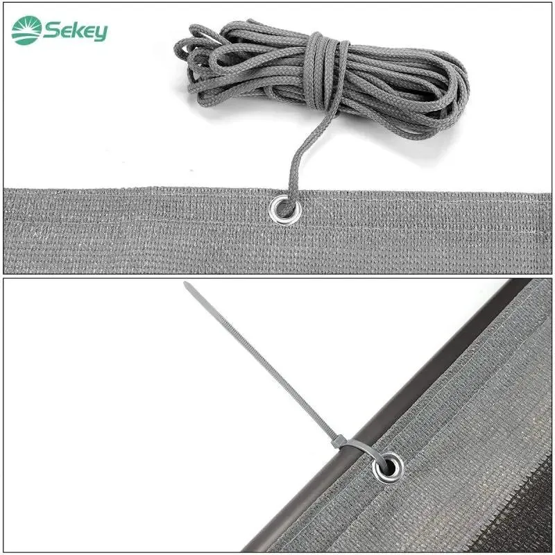 Sekey Balkon Sichtschutz aus 220 g/m² HDPE, Grau-weiß-schwarz gestreif