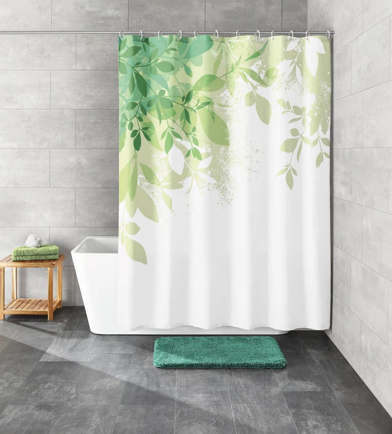 Duschvorhang Textil FLORESTA Grün 180 x 180 cm