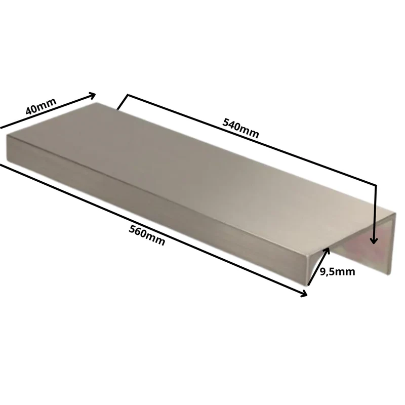 Edge Grip Rundprofil-Griff 540mm (560mm Gesamtlänge) - Gebürsteter Edelstahl