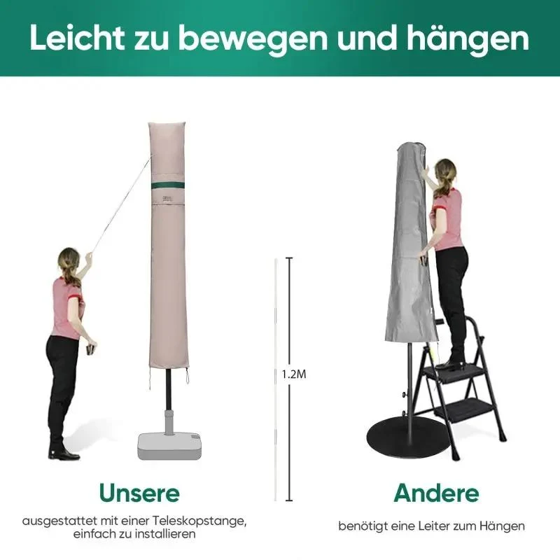 Sekey 190 x 30/50 cm Schutzhülle für 350 cm Sonnenschirm, aus Polyester-Gewebe
