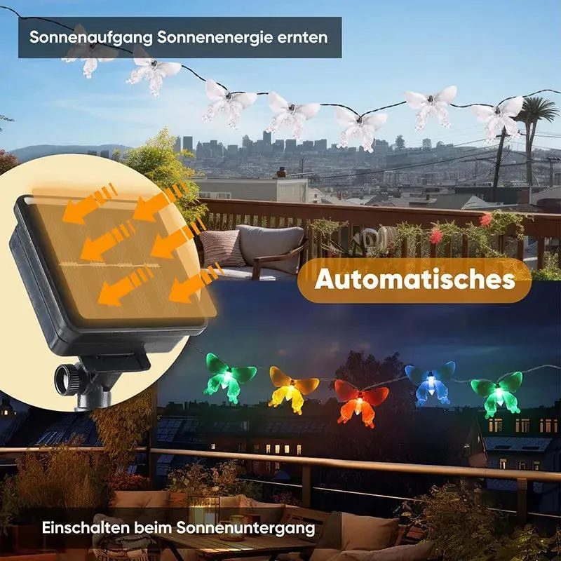 Salcar 5 m / 10m LED Solar Schmetterling Lichterkette, 20 / 50 LEDs