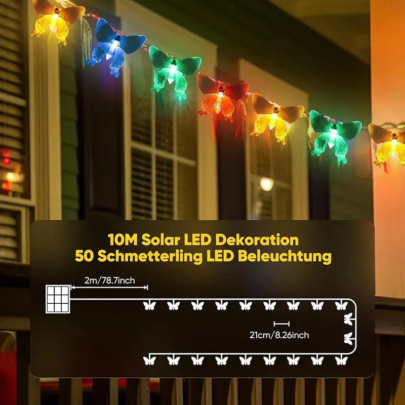 Salcar 5 m / 10m LED Solar Schmetterling Lichterkette, 20 / 50 LEDs