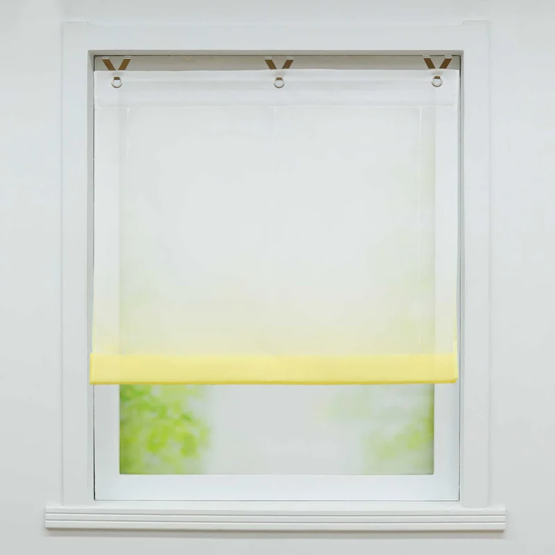 Rollo mit V-Haken Verlaufsfarbe Transparent Lichtfilterung Luftig 1 Stück