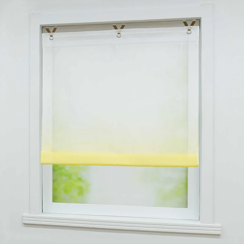 Rollo mit V-Haken Verlaufsfarbe Transparent Lichtfilterung Luftig 1 Stück