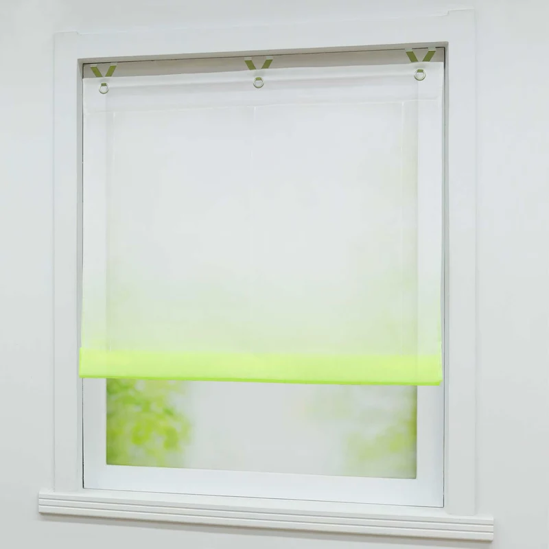 Rollo mit V-Haken Verlaufsfarbe Transparent Lichtfilterung Luftig 1 Stück