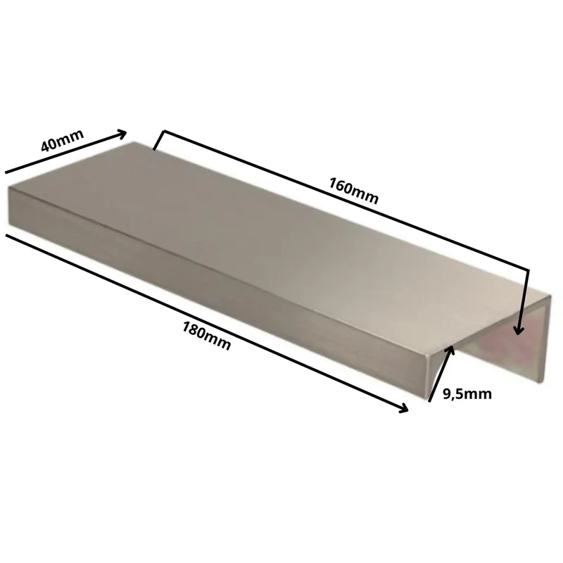Edge Grip Rundprofil-Griff 160mm (180mm Gesamtlänge) - Gebürsteter Edelstahl