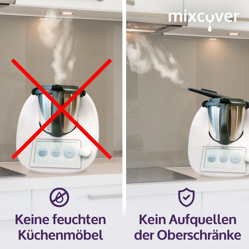 mixcover Steamy Wasserdampf-Ableiter Dampfaufsatz Dunstabzug Möbelschutz steam pipe aus Silikon kompatibel mit Thermomix TM6 TM5 TM31 Monsieur Cuisine Connect Monsieur Cuisine Smart