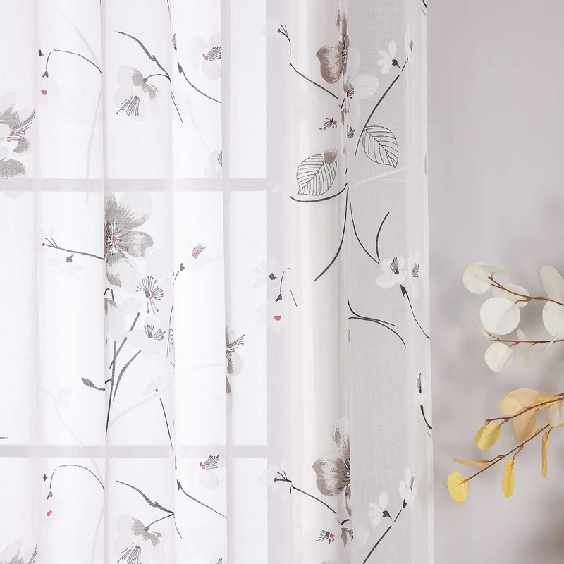 Gardine mit floramuster Kirschblüte Ösenschal 1 Stück