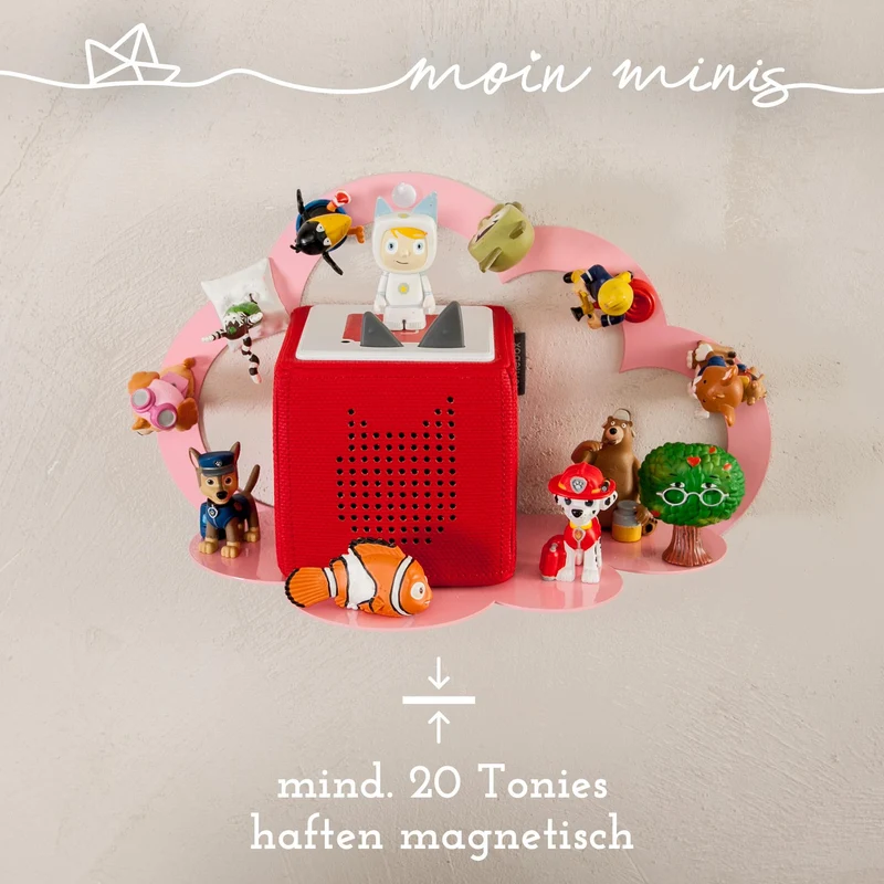 B-Ware: moin minis Wolke Rosa / Pink magnetisches Regal kompatibel mit 20 Tonie Figuren Tonie Box Wolkenregal Kinder Hörfiguren Magnetregal