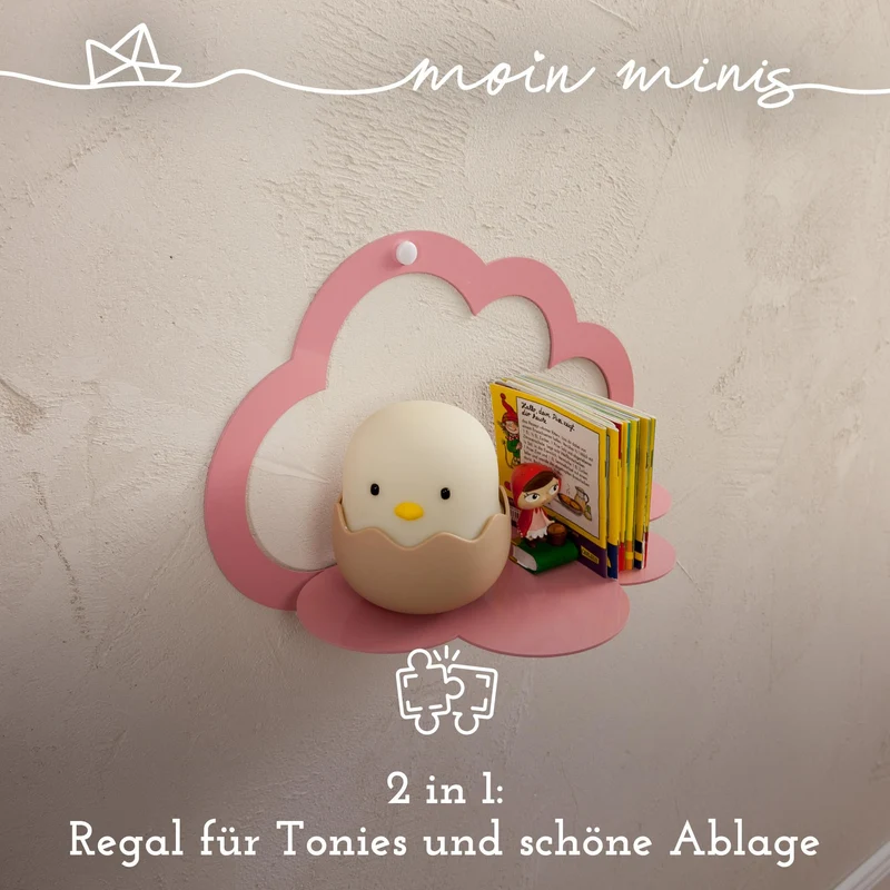 B-Ware: moin minis Wolke Rosa / Pink magnetisches Regal kompatibel mit 20 Tonie Figuren Tonie Box Wolkenregal Kinder Hörfiguren Magnetregal
