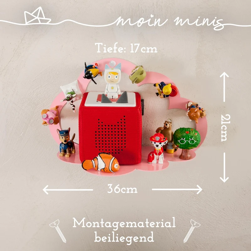 B-Ware: moin minis Wolke Rosa / Pink magnetisches Regal kompatibel mit 20 Tonie Figuren Tonie Box Wolkenregal Kinder Hörfiguren Magnetregal