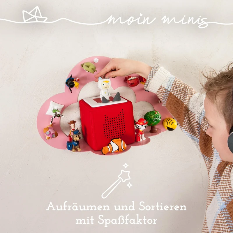B-Ware: moin minis Wolke Rosa magnetisches Regal kompatibel mit 25 Tonie Figuren und Tonie Box Wolkenregal für Kinder Hörfiguren Magnetregal