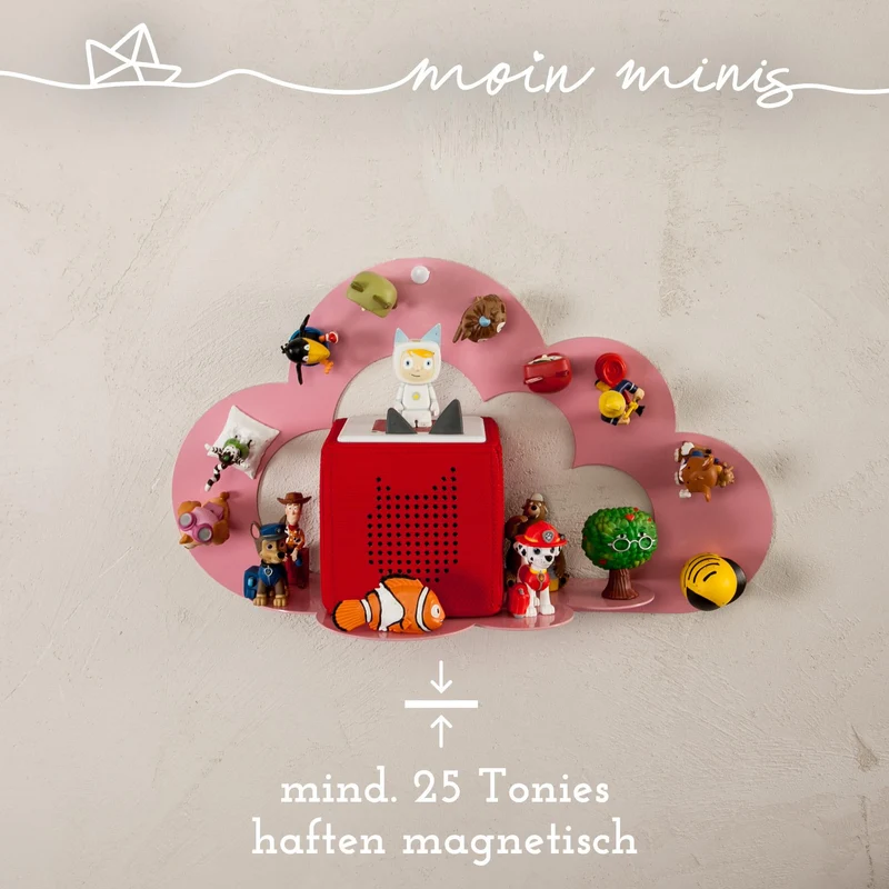 B-Ware: moin minis Wolke Rosa magnetisches Regal kompatibel mit 25 Tonie Figuren und Tonie Box Wolkenregal für Kinder Hörfiguren Magnetregal