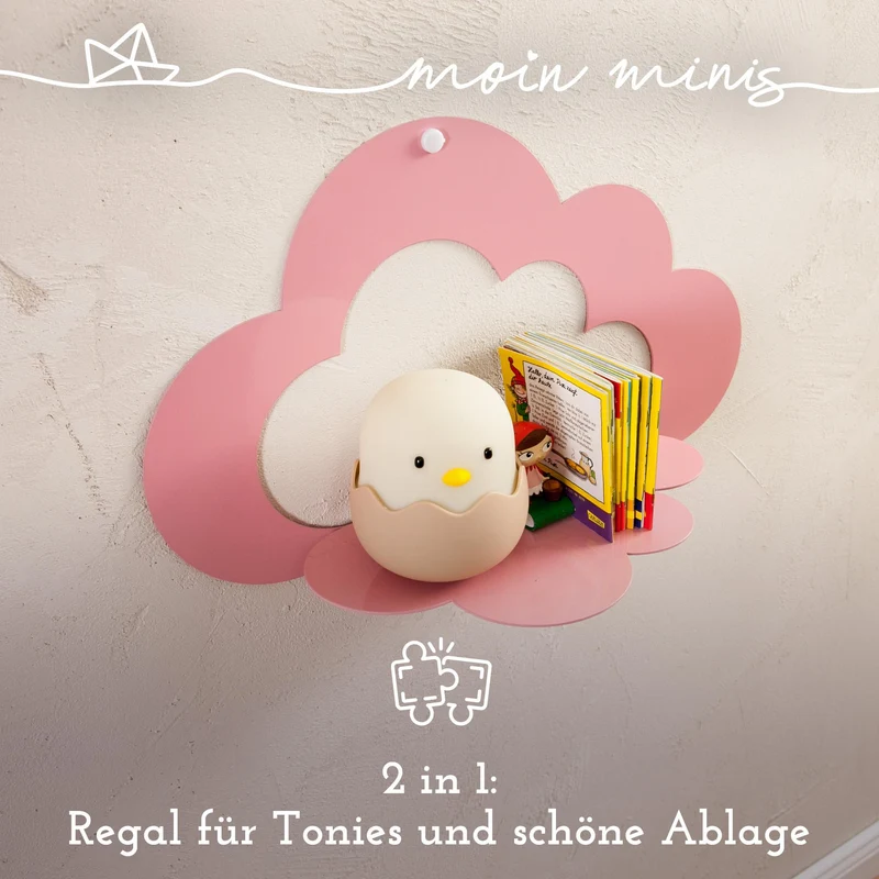 B-Ware: moin minis Wolke Rosa magnetisches Regal kompatibel mit 25 Tonie Figuren und Tonie Box Wolkenregal für Kinder Hörfiguren Magnetregal