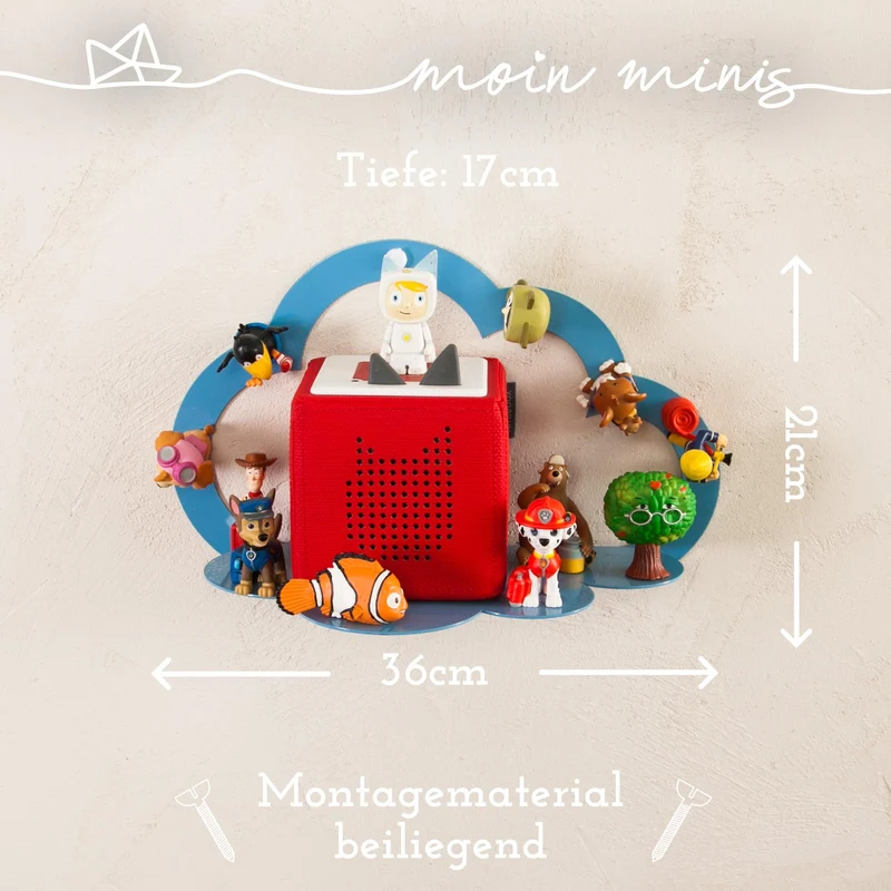 B-Ware: moin minis Wolke Blau magnetisches Regal kompatibel mit 20 Tonie Figuren und Tonie Box Wolkenregal für Kinder Hörfiguren Magnetregal