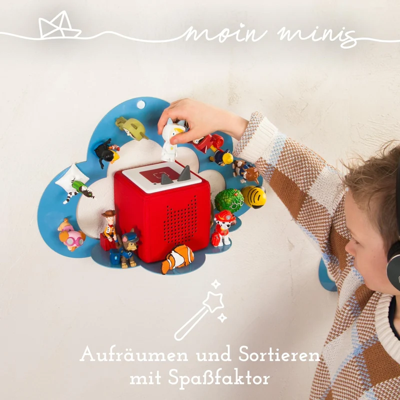 B-Ware: moin minis Wolke Blau magnetisches Regal kompatibel mit 25 Tonie Figuren und Tonie Box Wolkenregal für Kinder Hörfiguren Magnetregal