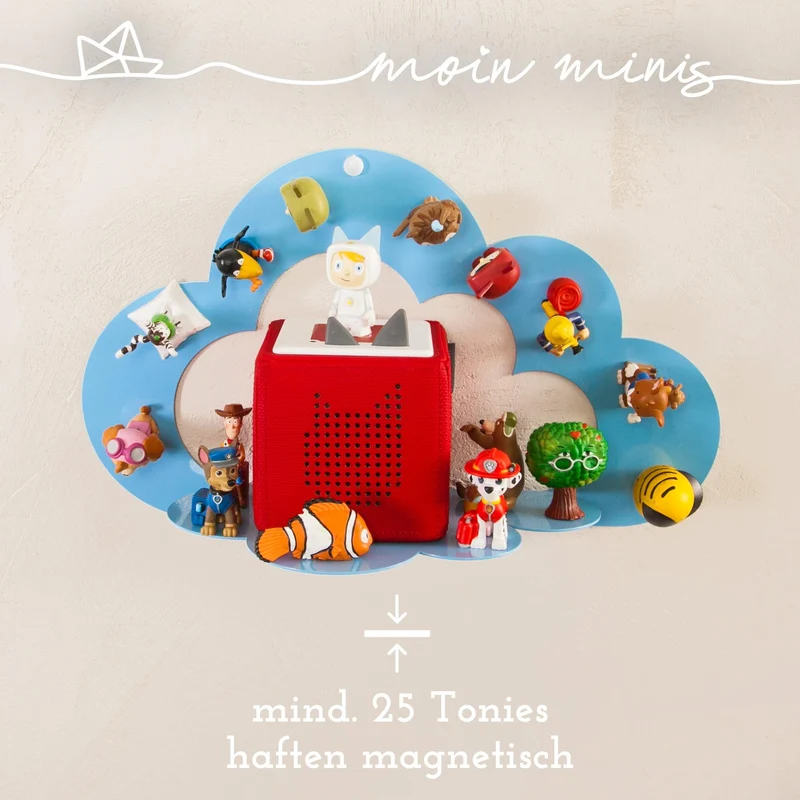 B-Ware: moin minis Wolke Blau magnetisches Regal kompatibel mit 25 Tonie Figuren und Tonie Box Wolkenregal für Kinder Hörfiguren Magnetregal