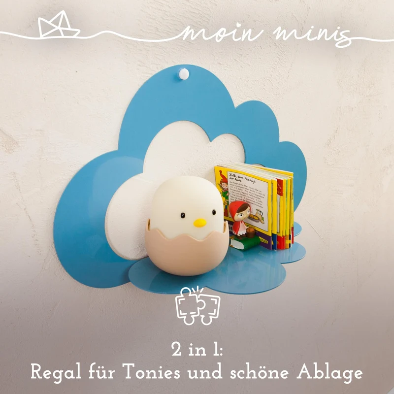 B-Ware: moin minis Wolke Blau magnetisches Regal kompatibel mit 25 Tonie Figuren und Tonie Box Wolkenregal für Kinder Hörfiguren Magnetregal