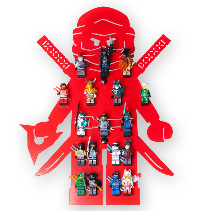 B-Ware: moin minis Ninja Rot Kinderzimmer Regal für 18 Minifiguren Klemmbausteinen