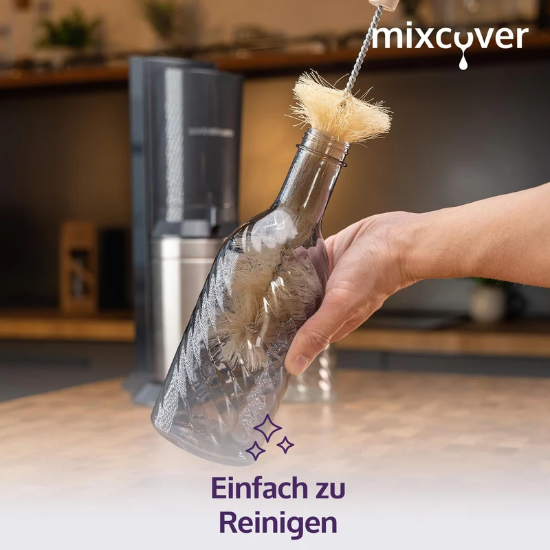 B-Ware: 5er Set Glasflasche grau kompatibel mit SodaStream Crystal 2.0 mit 10% mehr Volumen