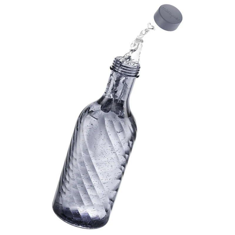 B-Ware: mixcover Designer Glasflasche Trinkflasche Glaskaraffe Karaffe mit 0,65 Liter - grau