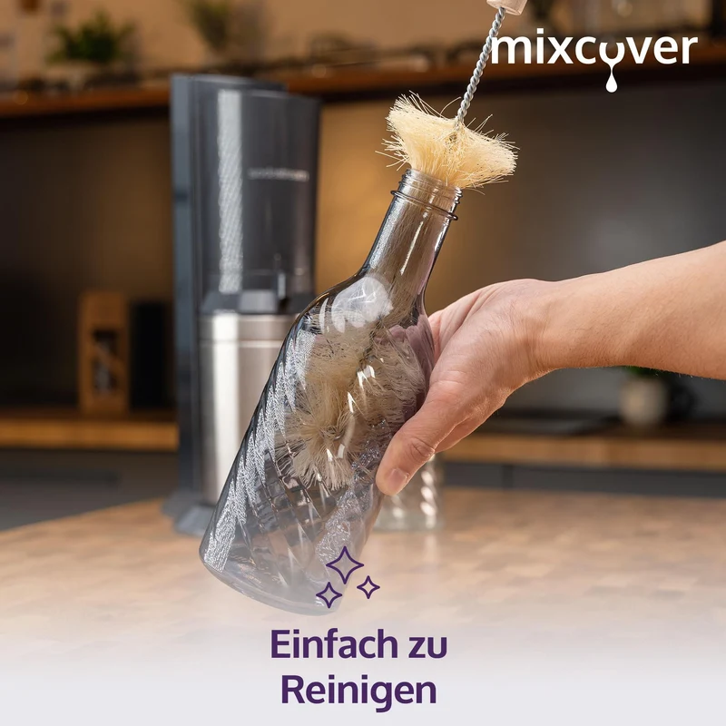 B-Ware: mixcover Designer Glasflasche Trinkflasche Glaskaraffe Karaffe mit 0,65 Liter - grau