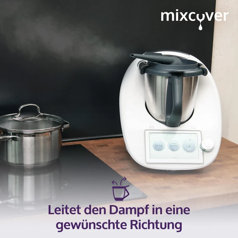 B-Ware: mixcover Steamy Wasserdampf-Ableiter Dampfaufsatz Dunstabzug Möbelschutz steam pipe aus Silikon kompatibel mit Thermomix TM6 TM5 TM31 Monsieur Cuisine Connect Monsieur Cuisine Smart