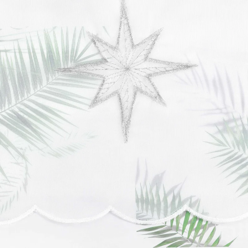 Scheibengardine Transparent Weihnachten mit besticktem Sternmuster