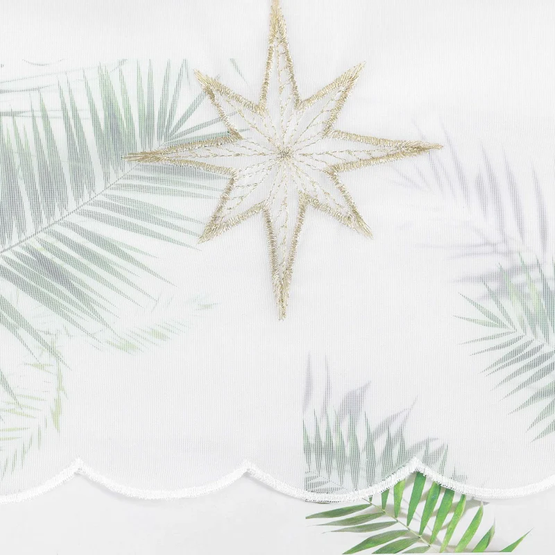 Scheibengardine Transparent Weihnachten mit besticktem Sternmuster