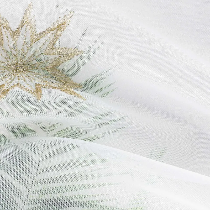 Scheibengardine Transparent Weihnachten mit besticktem Sternmuster