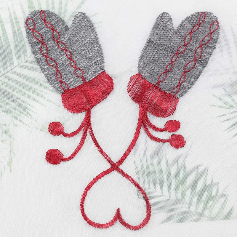 Scheibengardine Weihnachten 1 Stück mit Rentier und Handschuh Stickerei
