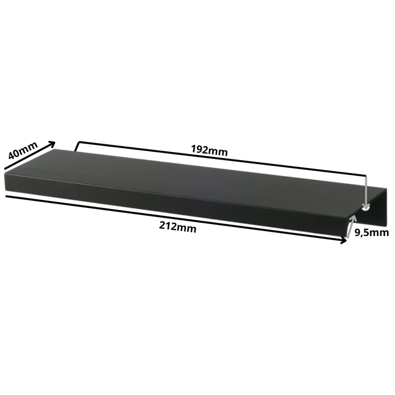Edge Grip Rundprofil-Griff 192mm (212mm Gesamtlänge) - Schwarz Matt
