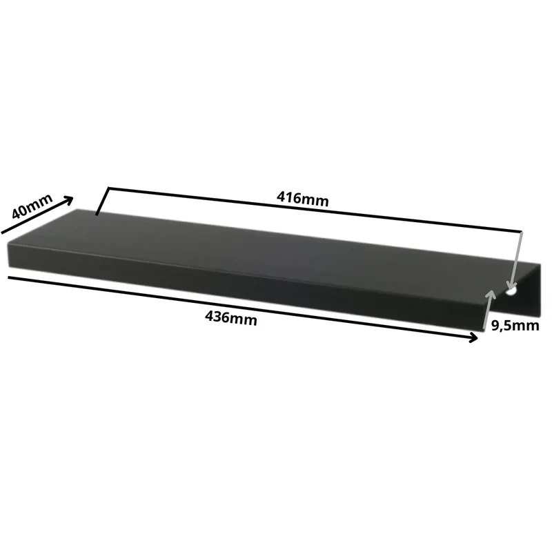 Edge Grip Rundprofil-Griff 416mm (436mm Gesamtlänge) - Schwarz Matt