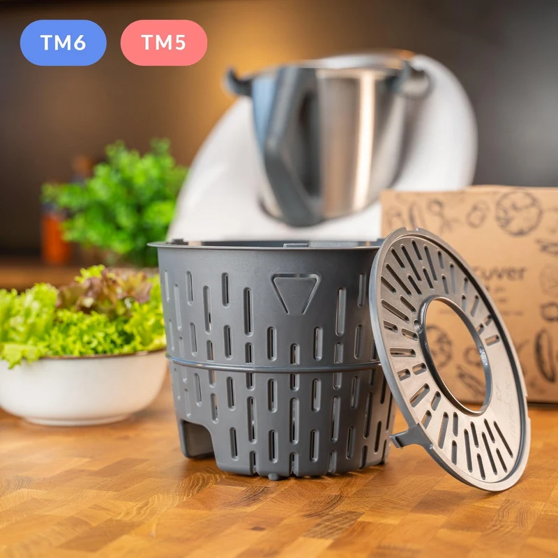 B-Ware: mixcover Salatschleuder kompatibel mit Thermomix TM6 / TM5 Salattrockner Sieb Garkorb