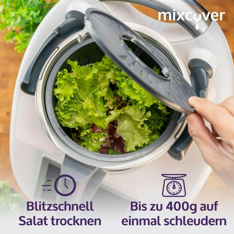 B-Ware: mixcover Salatschleuder kompatibel mit Thermomix TM6 / TM5 Salattrockner Sieb Garkorb